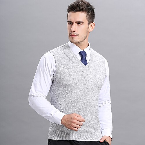 Men's Sweater Vest Wool Sweater Pullover Sweater Jumper Knit Knitted Plaid V Neck Stylish Vintage Style Clothing Apparel Winter Fall Light gray Dark Gray S M L
Men's Sweater Vest Wool Sweater Pullover Sweater Jumper Knit Knitted Plaid V Neck Stylish Vintage Style Clothing Apparel Winter Fall Light gray Dark Gray S M L
