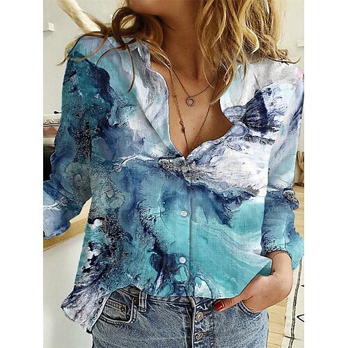 Women's Blouse Shirt Blue Graphic Abstract Button Print Long Sleeve Daily Weekend Basic Shirt Collar Regular S
Women's Blouse Shirt Blue Graphic Abstract Button Print Long Sleeve Daily Weekend Basic Shirt Collar Regular S
