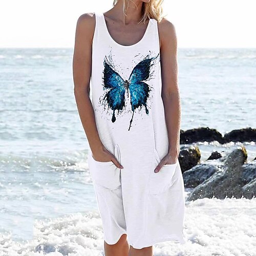 Women's Shift Dress Knee Length Dress Blue White Black Pink Sleeveless Butterfly Pocket Print Spring Summer U Neck Casual Loose 2022 S M L XL XXL XXXL 4XL 5XL
Women's Shift Dress Knee Length Dress Blue White Black Pink Sleeveless Butterfly Pocket Print Spring Summer U Neck Casual Loose 2022 S M L XL XXL XXXL 4XL 5XL