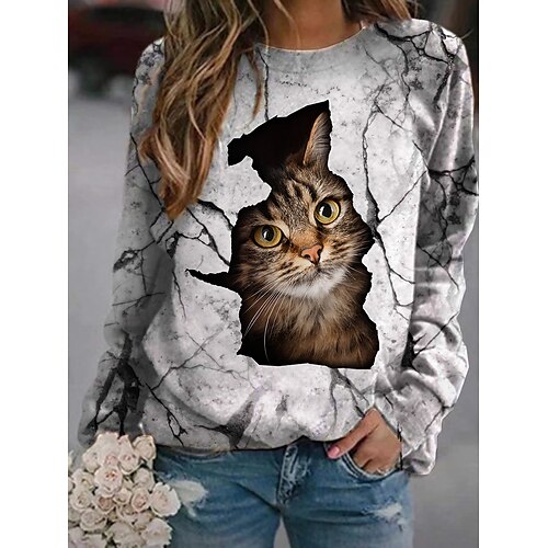 Women's Sweatshirt Pullover Active Streetwear Print Gray Animal Cat 3D Daily Round Neck Long Sleeve S M L XL XXL / 3D Print
Women's Sweatshirt Pullover Active Streetwear Print Gray Animal Cat 3D Daily Round Neck Long Sleeve S M L XL XXL / 3D Print
