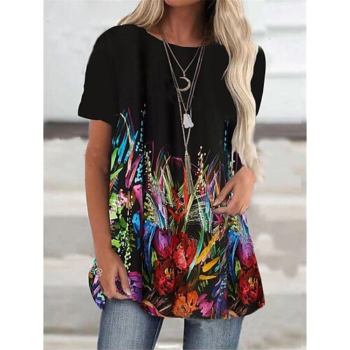 Women's T Shirt Dress Tee Dress Short Mini Dress Black Half Sleeve Floral Print Print Fall Summer Round Neck Casual 2022 S M L XL XXL 3XL
Women's T Shirt Dress Tee Dress Short Mini Dress Black Half Sleeve Floral Print Print Fall Summer Round Neck Casual 2022 S M L XL XXL 3XL