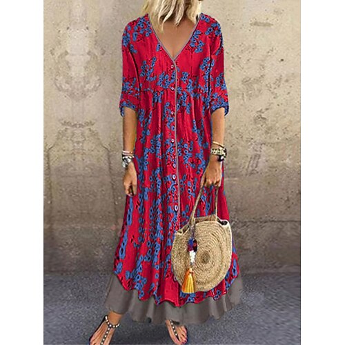 Women's Shift Dress Long Dress Maxi Dress Green Red Gray Half Sleeve Floral Button Fall Spring Autumn Deep V 2022 M L XL XXL 3XL
Women's Shift Dress Long Dress Maxi Dress Green Red Gray Half Sleeve Floral Button Fall Spring Autumn Deep V 2022 M L XL XXL 3XL