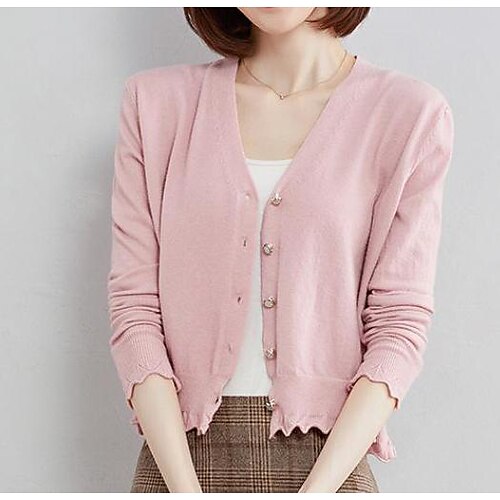 Dame Cardigan Genser Jumper Strikke Strikket Helfarge V-hals Fritid Daglig Høst Vår Havregryn Rosa En Størrelse / Langermet / Normal
Dame Cardigan Genser Jumper Strikke Strikket Helfarge V-hals Fritid Daglig Høst Vår Havregryn Rosa En Størrelse / Langermet / Normal