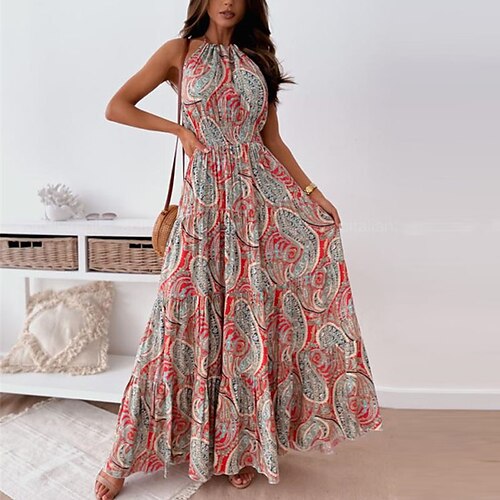 Women's Casual Dress Swing Dress Long Dress Maxi Dress Blue Red Sleeveless Floral Backless Spring Summer Halter Neck S M L XL XXL
Women's Casual Dress Swing Dress Long Dress Maxi Dress Blue Red Sleeveless Floral Backless Spring Summer Halter Neck S M L XL XXL