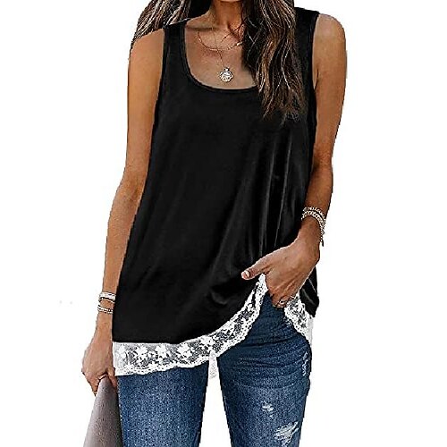 women's tank tops crewneck sleeveless casual loose solid color lace summer tshirts vest black
women's tank tops crewneck sleeveless casual loose solid color lace summer tshirts vest black