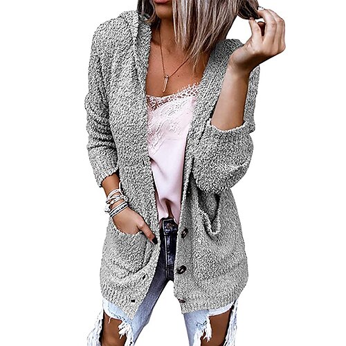 Women's Cardigan Sweater Jumper Knit Tunic Button Pocket Solid Color Hooded Basic Casual Daily Holiday Winter Fall Red Brown Army Green S M L / Long Sleeve / Loose Fit
Women's Cardigan Sweater Jumper Knit Tunic Button Pocket Solid Color Hooded Basic Casual Daily Holiday Winter Fall Red Brown Army Green S M L / Long Sleeve / Loose Fit