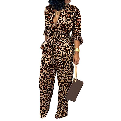 Women's Jumpsuit Pattern Casual Casual Daily Regular Fit Long Sleeve Black And White Leopard Black red S M L Fall
Women's Jumpsuit Pattern Casual Casual Daily Regular Fit Long Sleeve Black And White Leopard Black red S M L Fall