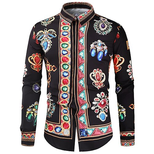 Men's Shirt Geometric Chains Print Classic Collar Party Casual Print Long Sleeve Tops Ethnic Style Casual Black
Men's Shirt Geometric Chains Print Classic Collar Party Casual Print Long Sleeve Tops Ethnic Style Casual Black