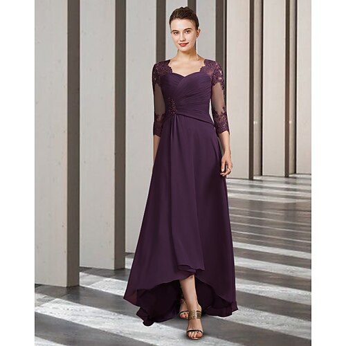 A-Line Mother of the Bride Dress Elegant Scoop Neck Floor Length Chiffon Lace Half Sleeve with Appliques 2022
A-Line Mother of the Bride Dress Elegant Scoop Neck Floor Length Chiffon Lace Half Sleeve with Appliques 2022