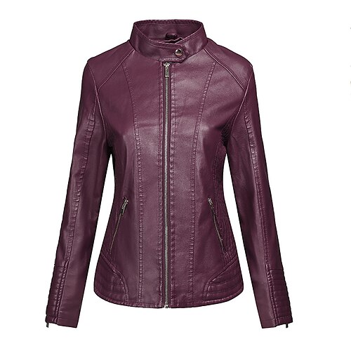 Women's Jacket Faux Leather Jacket Daily Fall Winter Regular Coat Stand Collar Regular Fit Warm Casual Jacket Long Sleeve Solid Color Quilted Black Pink Wine
Women's Jacket Faux Leather Jacket Daily Fall Winter Regular Coat Stand Collar Regular Fit Warm Casual Jacket Long Sleeve Solid Color Quilted Black Pink Wine