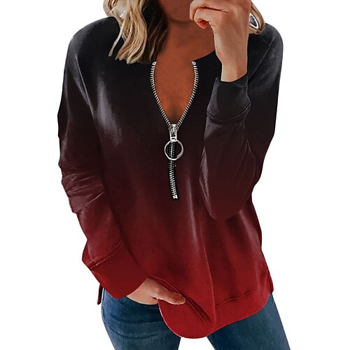 Women's Pullover Zipper Gray Purple Red Tie Dye Color Gradient Regular Fit Daily Standing Collar Long Sleeve S M L XL 2XL
Women's Pullover Zipper Gray Purple Red Tie Dye Color Gradient Regular Fit Daily Standing Collar Long Sleeve S M L XL 2XL