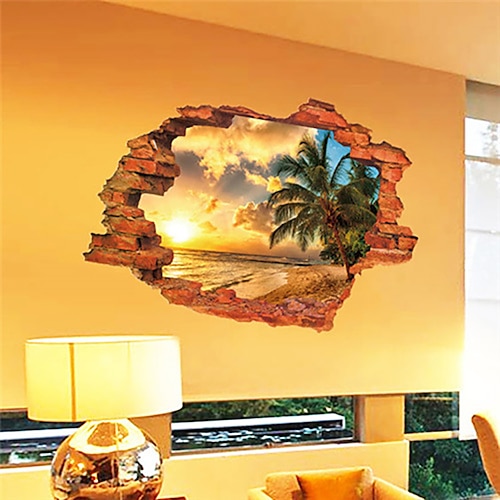 

Fanshih New Scenery Sunset Seascape Island Coconut Tree Home Decoration Can Remove Diy Wall Decor 6090cm