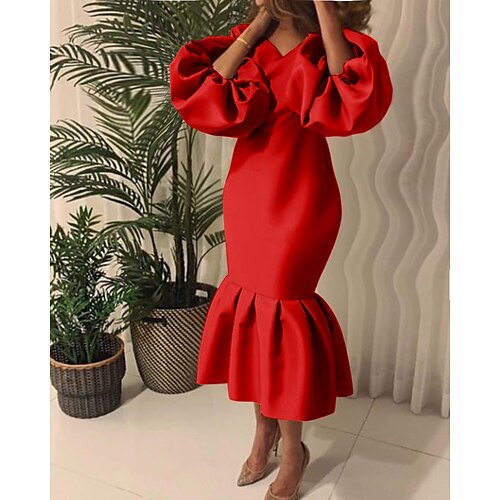 Women's Party Dress Midi Dress Black Blue Pink Long Sleeve Pure Color Puff Sleeve Winter Fall Autumn V Neck Winter Dress Christmas Fall Dress 2022 S M L XL XXL XXXL 4XL 5XL
Women's Party Dress Midi Dress Black Blue Pink Long Sleeve Pure Color Puff Sleeve Winter Fall Autumn V Neck Winter Dress Christmas Fall Dress 2022 S M L XL XXL XXXL 4XL 5XL