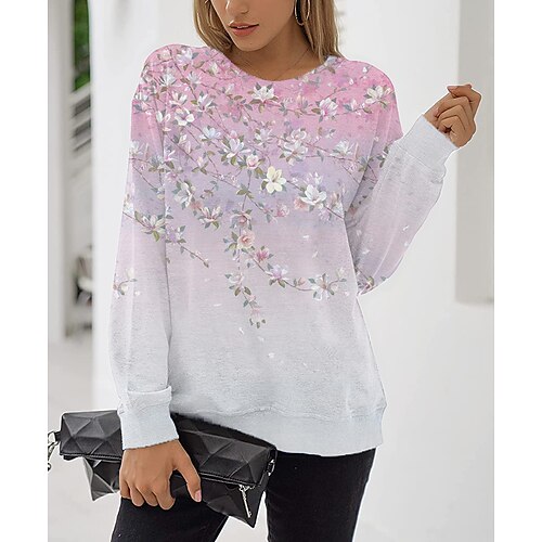 T shirt Tee Sweat Pull Femme Rose Claire Bleu Vert Floral Imprimés Photos Imprimer manche longue Des sports Vacances Actif Vêtement de rue Col Rond Standard S
T shirt Tee Sweat Pull Femme Rose Claire Bleu Vert Floral Imprimés Photos Imprimer manche longue Des sports Vacances Actif Vêtement de rue Col Rond Standard S