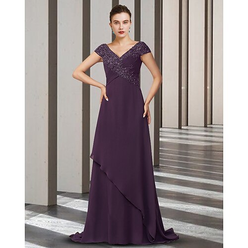 Linea-A Abito da cerimonia per signora Elegante A V Strascico a terra Chiffon Di pizzo Senza maniche con A pieghe Con balze Con applique 2023
Linea-A Abito da cerimonia per signora Elegante A V Strascico a terra Chiffon Di pizzo Senza maniche con A pieghe Con balze Con applique 2023