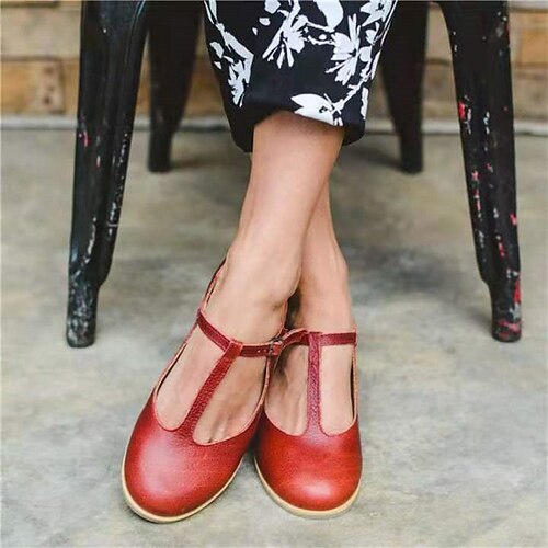 Women's Flats Flat Heel Round Toe PU Ankle Strap Solid Colored Black Burgundy Beige
Women's Flats Flat Heel Round Toe PU Ankle Strap Solid Colored Black Burgundy Beige