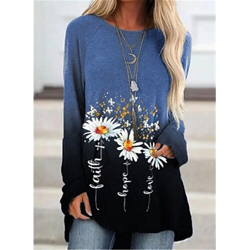 Women's T shirt Dress Tunic Shirts Tunic Green Blue Purple Floral Color Block Print Long Sleeve Daily Round Neck Long Loose Fit S
Women's T shirt Dress Tunic Shirts Tunic Green Blue Purple Floral Color Block Print Long Sleeve Daily Round Neck Long Loose Fit S