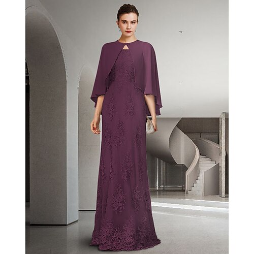 Two Piece Sheath / Column Mother of the Bride Dress Elegant Jewel Neck Floor Length Chiffon Lace Sleeveless with Pleats Appliques 2022
Two Piece Sheath / Column Mother of the Bride Dress Elegant Jewel Neck Floor Length Chiffon Lace Sleeveless with Pleats Appliques 2022