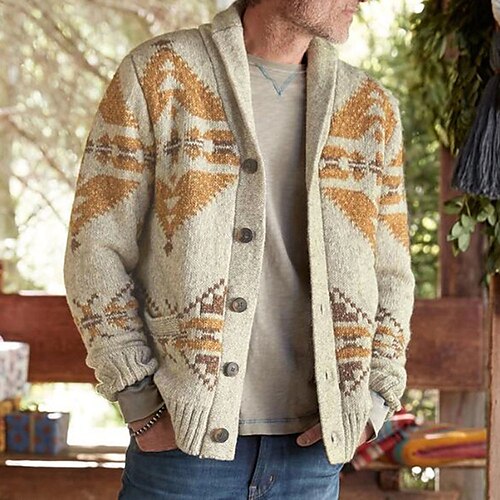Men's Sweater Cardigan Knit Knitted Abstract V Neck Stylish Vintage Style Daily Wear Clothing Apparel Winter Fall Khaki M L XL
Men's Sweater Cardigan Knit Knitted Abstract V Neck Stylish Vintage Style Daily Wear Clothing Apparel Winter Fall Khaki M L XL