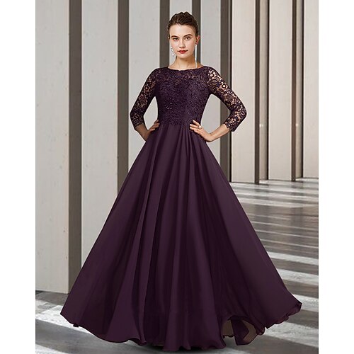A-linje Kjole til brudens mor Elegant Høj halset Gulvlang Chiffon Blondelukning 3/4-ærmer med Plissé Applikeret broderi 2023
A-linje Kjole til brudens mor Elegant Høj halset Gulvlang Chiffon Blondelukning 3/4-ærmer med Plissé Applikeret broderi 2023