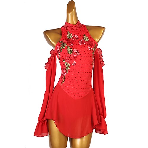 Figure Skating Dress Women's Girls' Ice Skating Dress Outfits Red Open Back Patchwork Mesh Spandex High Elasticity Training Practice Professional Skating Wear Handmade Classic Crystal / Rhinestone
Figure Skating Dress Women's Girls' Ice Skating Dress Outfits Red Open Back Patchwork Mesh Spandex High Elasticity Training Practice Professional Skating Wear Handmade Classic Crystal / Rhinestone