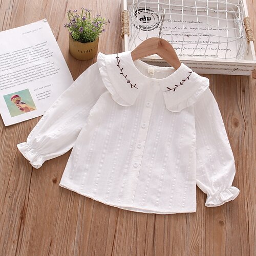 Kids Girls' Shirt Solid Color Outdoor Long Sleeve Cute Cotton 2-9 Years Fall Pure White
Kids Girls' Shirt Solid Color Outdoor Long Sleeve Cute Cotton 2-9 Years Fall Pure White