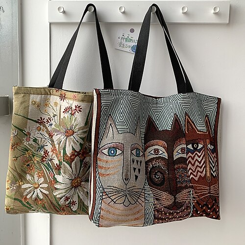 Canvas Shoulder storage bag back to school Halloween goody bag cats coloful grocery shopping cloth book tote 4542 cm
Canvas Shoulder storage bag back to school Halloween goody bag cats coloful grocery shopping cloth book tote 4542 cm
