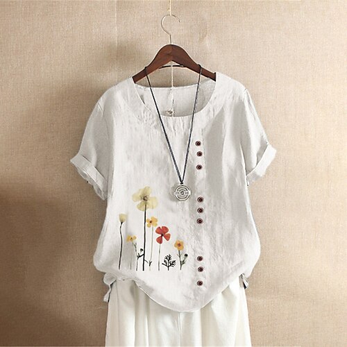 Women's Plus Size Curve Tops T shirt Leaf Print Short Sleeve Crewneck Basic Daily Weekend Cotton Spring Summer White Light Green
Women's Plus Size Curve Tops T shirt Leaf Print Short Sleeve Crewneck Basic Daily Weekend Cotton Spring Summer White Light Green