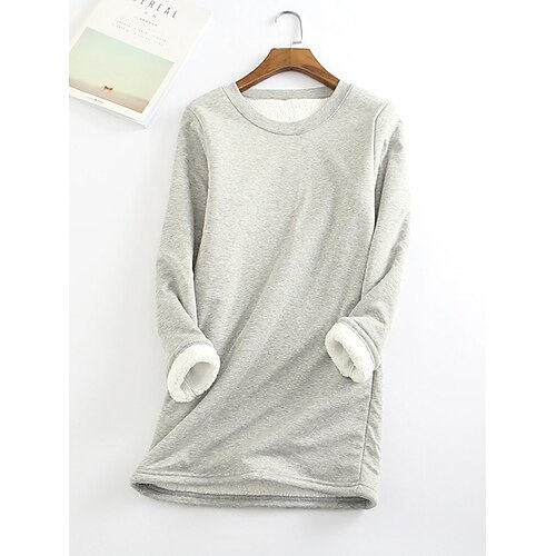 Women's Sweatshirt Pullover Basic Streetwear Sherpa Fleece Purple Wine Light gray Solid Color Casual Round Neck Long Sleeve Cotton S M L XL XXL / Fleece lined
Women's Sweatshirt Pullover Basic Streetwear Sherpa Fleece Purple Wine Light gray Solid Color Casual Round Neck Long Sleeve Cotton S M L XL XXL / Fleece lined