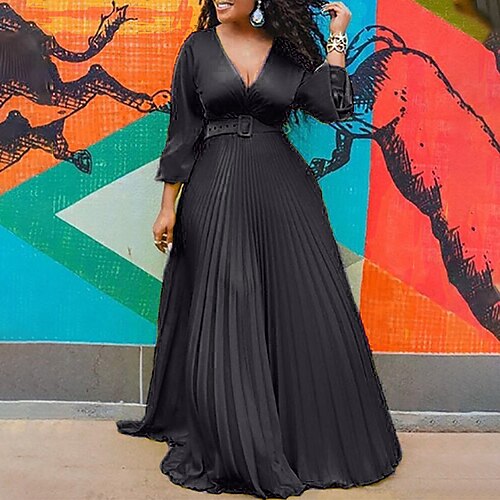 kvinders plus size kurvet festkjole ensfarvet v-hals ruched 3/4 længde ærmer forår efterår gallakjole maxi lang kjole festkjole
kvinders plus size kurvet festkjole ensfarvet v-hals ruched 3/4 længde ærmer forår efterår gallakjole maxi lang kjole festkjole