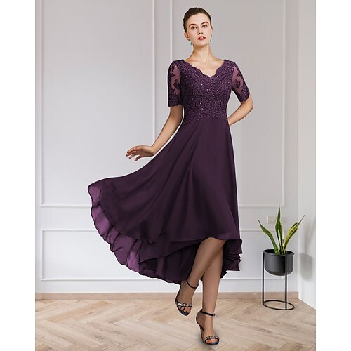 Linea-A Abito da cerimonia per signora Elegante A V Lungo Chiffon Di pizzo Manica corta con Con applique 2023
Linea-A Abito da cerimonia per signora Elegante A V Lungo Chiffon Di pizzo Manica corta con Con applique 2023