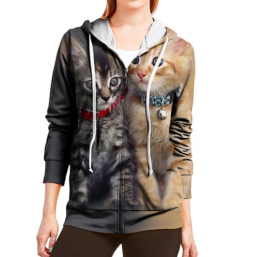 Women's Hoodie Zip Hoodie Sweatshirt Pullover Active Streetwear Zipper Print White Brown Animal Cat 3D Daily Round Neck Long Sleeve S M L XL XXL / 3D Print
Women's Hoodie Zip Hoodie Sweatshirt Pullover Active Streetwear Zipper Print White Brown Animal Cat 3D Daily Round Neck Long Sleeve S M L XL XXL / 3D Print