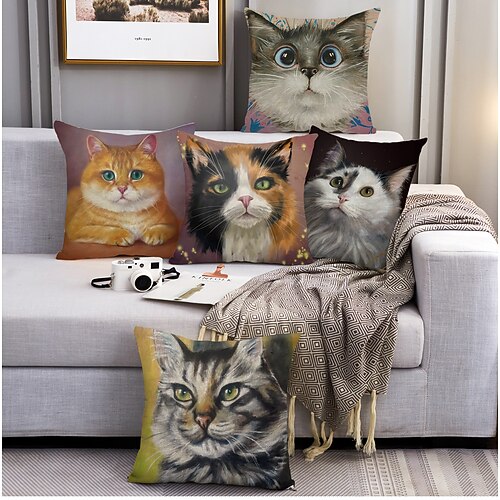 Animal Cat Double Side Cushion Cover 5PC Soft Decorative Square Throw Pillow Cover Cushion Case Pillowcase for Bedroom Livingroom Superior Quality Machine Washable Outdoor Indoor Cushion for Sofa Couch Bed Chair
Animal Cat Double Side Cushion Cover 5PC Soft Decorative Square Throw Pillow Cover Cushion Case Pillowcase for Bedroom Livingroom Superior Quality Machine Washable Outdoor Indoor Cushion for Sofa Couch Bed Chair