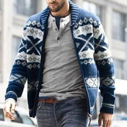 Men's Winter Sweater Cardigan Zipper Up Soft Stand Collar Knitted Button Down Long Sleeved Warm Easy to Match Lightweight Tops Printed
Men's Winter Sweater Cardigan Zipper Up Soft Stand Collar Knitted Button Down Long Sleeved Warm Easy to Match Lightweight Tops Printed