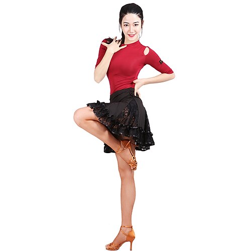 

Latin Dance Skirts Lace Women's Training Performance Natural Elastane