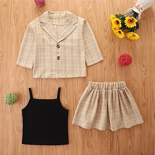3 pezzi Bambino Da ragazza A quadri Camicia e pantaloni Impostato Manica lunga Essenziale Esterno 3-7 anni Primavera Cachi
3 pezzi Bambino Da ragazza A quadri Camicia e pantaloni Impostato Manica lunga Essenziale Esterno 3-7 anni Primavera Cachi