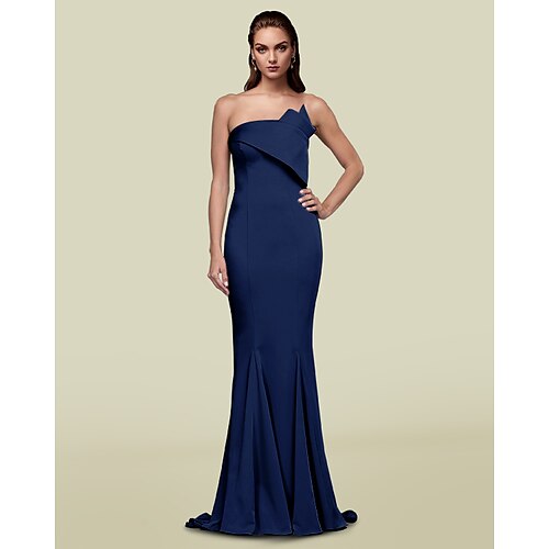 Sheath / Column Mother of the Bride Dress Elegant Strapless Sweep / Brush Train Italy Satin Sleeveless with Ruching 2022
Sheath / Column Mother of the Bride Dress Elegant Strapless Sweep / Brush Train Italy Satin Sleeveless with Ruching 2022