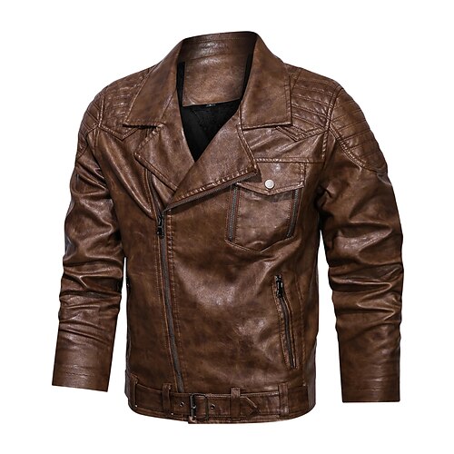 Men's Jacket Faux Leather Jacket Biker Jacket Motorcycle Jacket Warm Breathable Lightweight Outdoor Daily Zipper Turndown Casual Military Style Jacket Outerwear Solid Color Print Black Khaki Coffee
Men's Jacket Faux Leather Jacket Biker Jacket Motorcycle Jacket Warm Breathable Lightweight Outdoor Daily Zipper Turndown Casual Military Style Jacket Outerwear Solid Color Print Black Khaki Coffee