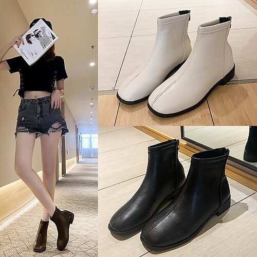 Mulheres Botas Coturnos Botas Botas Tornozelo Ponta Redonda Couro Ecológico Cor Sólida Preto Marron Bege
Mulheres Botas Coturnos Botas Botas Tornozelo Ponta Redonda Couro Ecológico Cor Sólida Preto Marron Bege