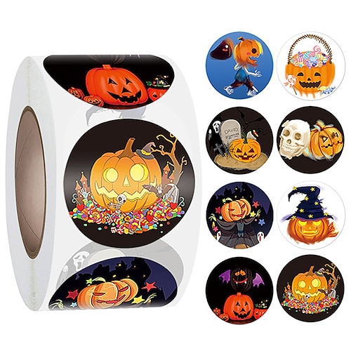 

500pcs Halloween Gift Stickers Pumpkin Skull Face Halloween Party Diy Gift Decoration