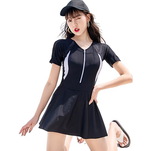 Women's One Piece Swimsuit UV Sun Protection Breathable Quick Dry Short Sleeve Bodysuit Bathing Suit Front Zip Swimming Surfing Beach Water Sports Patchwork Summer / Stretchy / Lightweight
Women's One Piece Swimsuit UV Sun Protection Breathable Quick Dry Short Sleeve Bodysuit Bathing Suit Front Zip Swimming Surfing Beach Water Sports Patchwork Summer / Stretchy / Lightweight