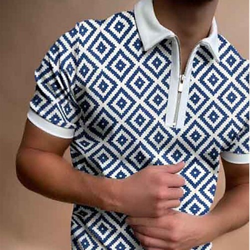 Men's Golf Shirt Geometry Short Sleeve Zipper Tops Collar Navy Blue Outdoor Street Fashion Casual Breathable Comfortable
Men's Golf Shirt Geometry Short Sleeve Zipper Tops Collar Navy Blue Outdoor Street Fashion Casual Breathable Comfortable