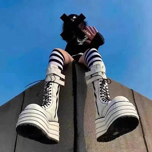 Women's Boots Daily Over The Knee Boots Mid Calf Boots Lace-up High Heel Round Toe PU Zipper Solid Colored Black White
Women's Boots Daily Over The Knee Boots Mid Calf Boots Lace-up High Heel Round Toe PU Zipper Solid Colored Black White