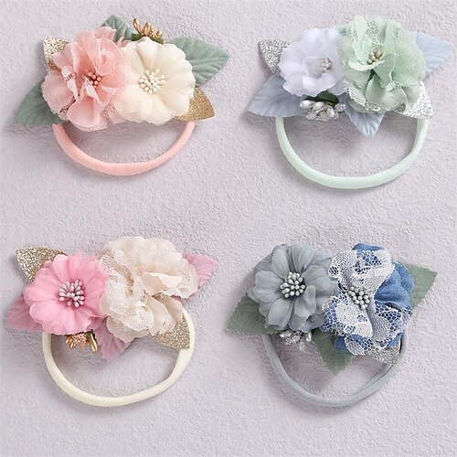 

1pcs Baby Girls' Active / Sweet Daily Wear Floral Floral Style Nylon Hair Accessories Blue / Blushing Pink / Green Kid onesize / Headbands