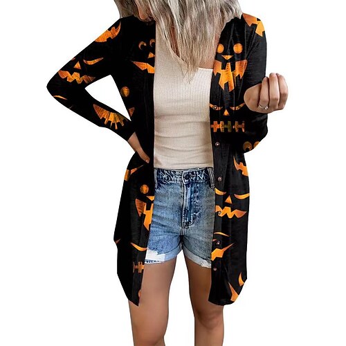 Women's Shirt Cat Pumpkin Halloween Weekend Shirt Shrugs Long Sleeve Print V Neck Casual Streetwear White Black Gray S / 3D Print
Women's Shirt Cat Pumpkin Halloween Weekend Shirt Shrugs Long Sleeve Print V Neck Casual Streetwear White Black Gray S / 3D Print