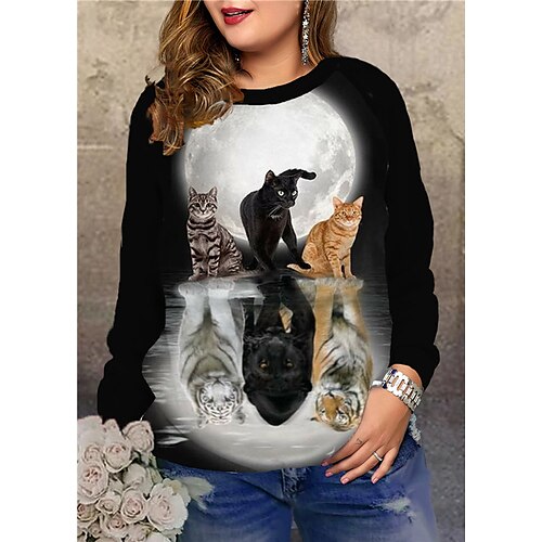 Women's Plus Size Tops Pullover Sweatshirt Cat Graphic Print Long Sleeve Crewneck Hoodie Streetwear Daily Going out Spandex Fall Winter White Black
Women's Plus Size Tops Pullover Sweatshirt Cat Graphic Print Long Sleeve Crewneck Hoodie Streetwear Daily Going out Spandex Fall Winter White Black