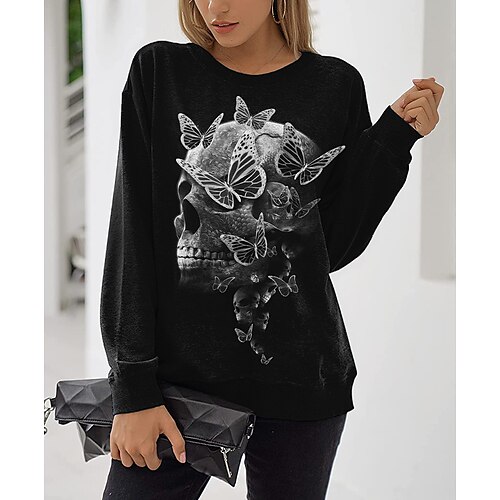Women's Sweatshirt Pullover Active Print Black Skull Butterfly Sports Round Neck Long Sleeve S M L XL XXL / 3D Print
Women's Sweatshirt Pullover Active Print Black Skull Butterfly Sports Round Neck Long Sleeve S M L XL XXL / 3D Print