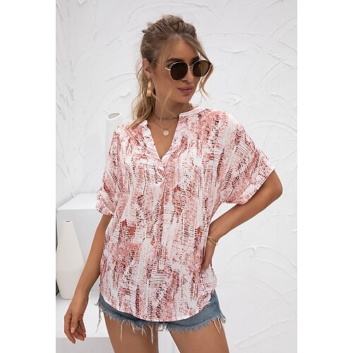 Chemise Chemisier Femme Blanche Rouge Bleu Tie Dye Imprimer Manche Courte du quotidien Fin de semaine basique Vêtement de rue Col V Normal Standard S
Chemise Chemisier Femme Blanche Rouge Bleu Tie Dye Imprimer Manche Courte du quotidien Fin de semaine basique Vêtement de rue Col V Normal Standard S