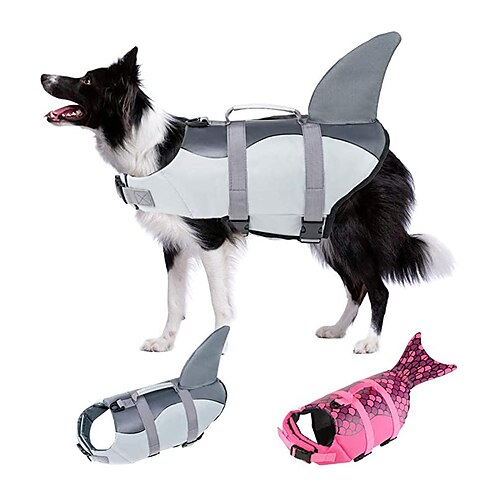 

Dog Life Jacket Shark, Ripstop Dog Lifesaver Vests with Rescue Handle for Small Medium and Large Dogs, Pet Safety Swimsuit Preserver for Swimming Pool Beach Boating