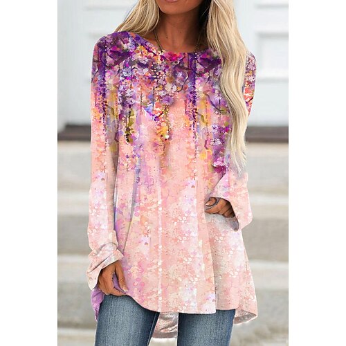 Women's Tunic Shirts T shirt Tee Tunic Purple Graphic Floral Print Long Sleeve Daily Weekend Basic Round Neck Long Floral Abstract Painting S
Women's Tunic Shirts T shirt Tee Tunic Purple Graphic Floral Print Long Sleeve Daily Weekend Basic Round Neck Long Floral Abstract Painting S